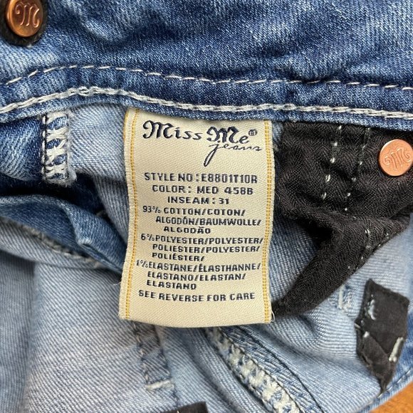 Miss Me Jeans Signature Straight Distressed Denim Medium Wash Womens 28 - Picture 11 of 11